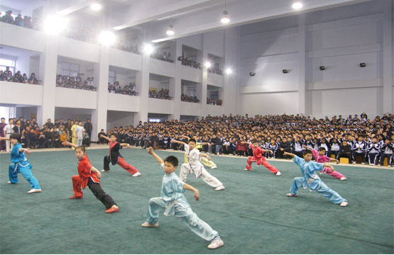 我院师生观看塔沟武校武术表演 我院师生观看塔沟武校武术表演